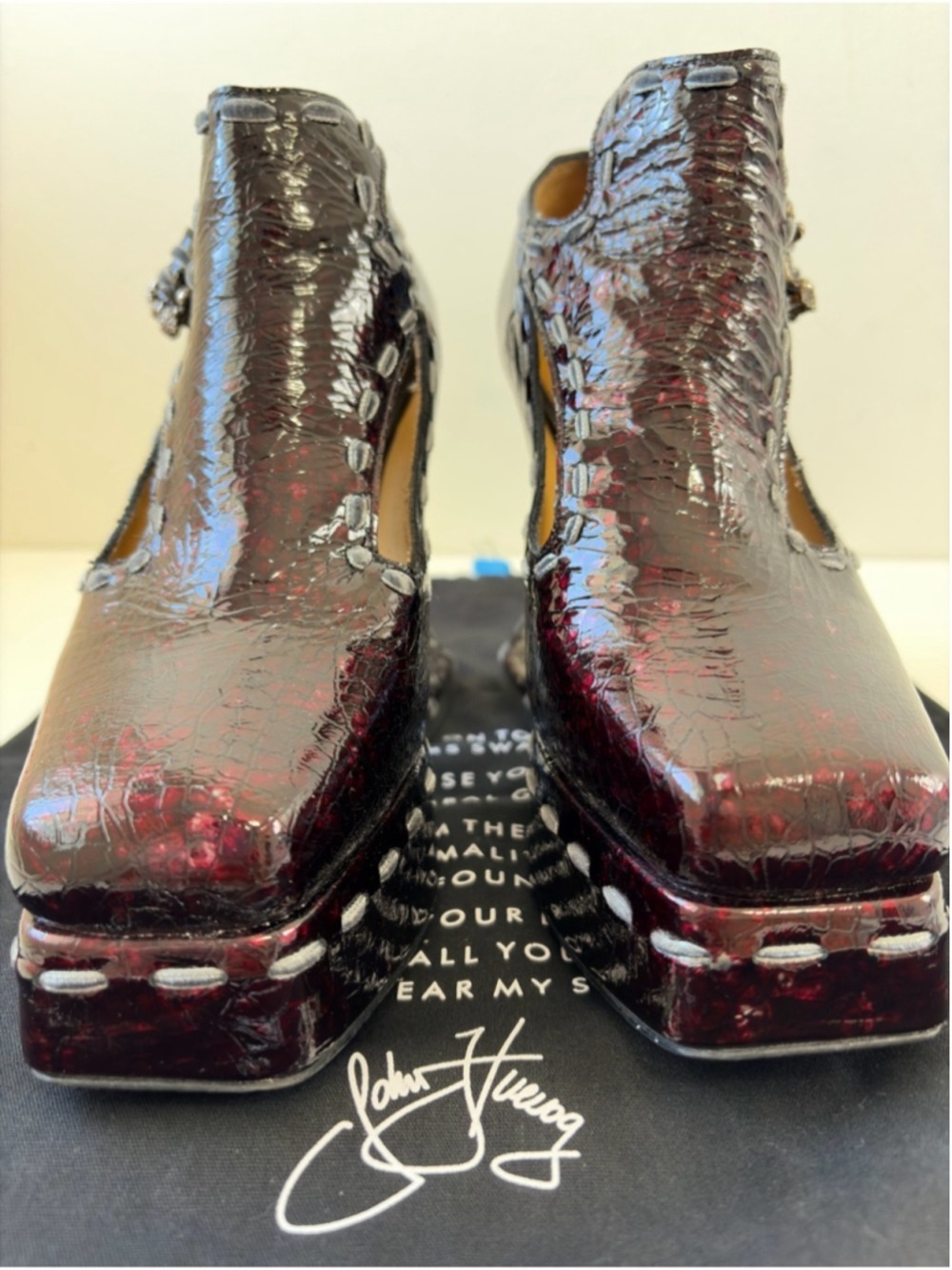 John Fluevog MEGA MUNSTER CLIQUE PLATFORM T-STRAP HEEL size 9 - Picture 5 of 11